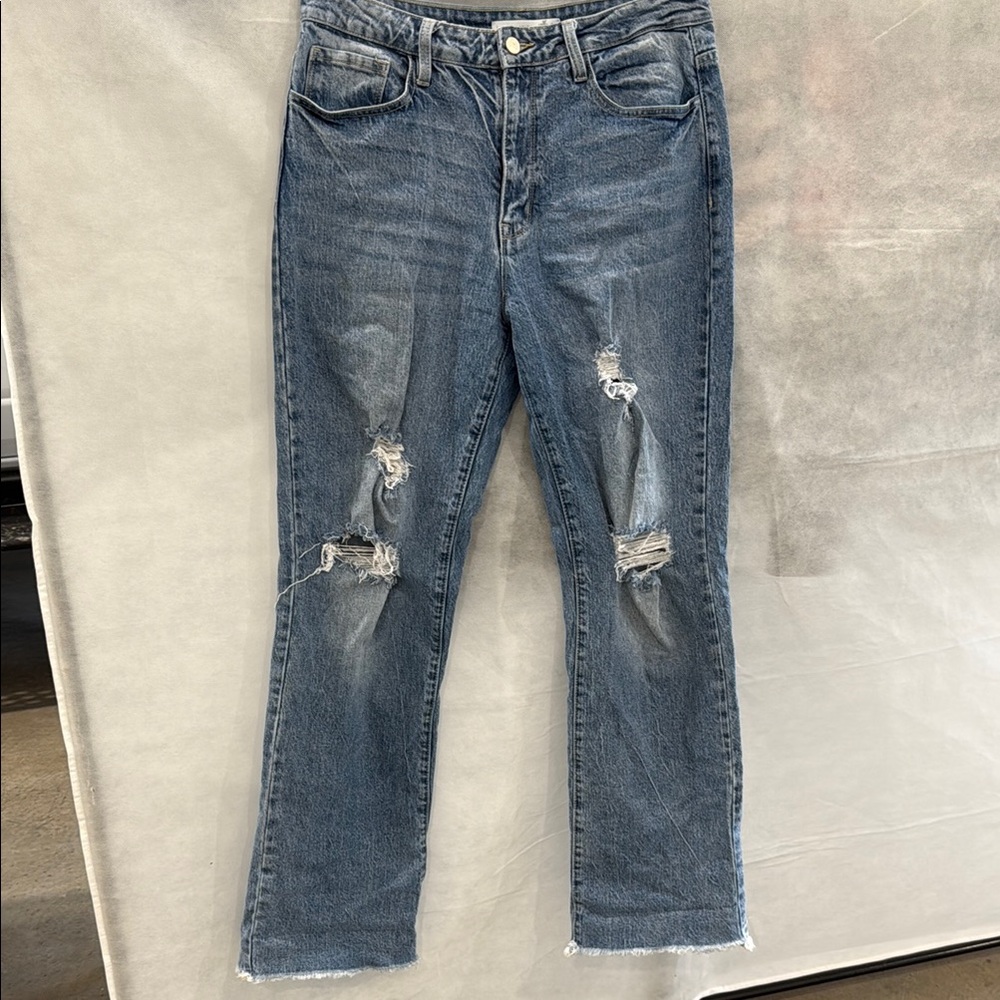 Altar'd State Distressed Straight Leg Blue Jeans